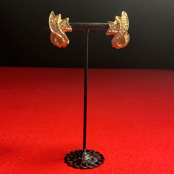 Vintage Dior Gold and Pave’ Crystal Earrings Made in Germany - Picture 5 of 9